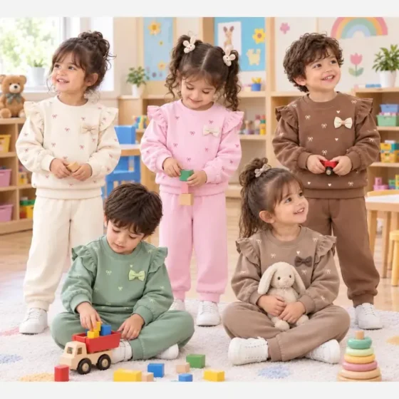 بلوز شلوار دخترانه پاپیون دورس دو نخ پنبه