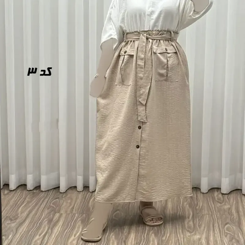 دامن زنانه نخی مدل پرایا فری سایز مناسب تا 48 - تصویر 3
