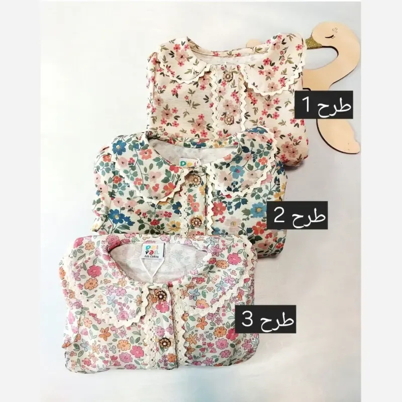 پیراهن دخترانه لینن وارداتی طرح گل مناسب 2 تا 8 سال - تصویر 2