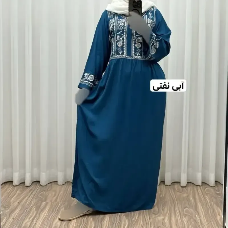 پیراهن نخی زنانه مدل الهه فری سایز مناسب تا 46 همراه با کمربند - تصویر 6