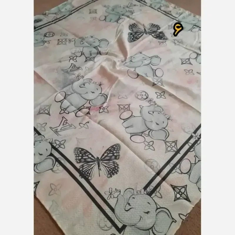 روسری سوپرنخ دخترانه دست دوز قواره 100 سانت فانتزی - تصویر 15