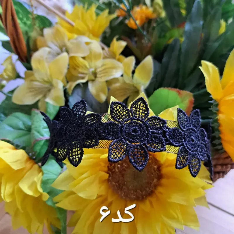 تل گیپور مجلسی طرح گل وارداتی درجه یک مشکی سرمه ای صورتی روشن - تصویر 6