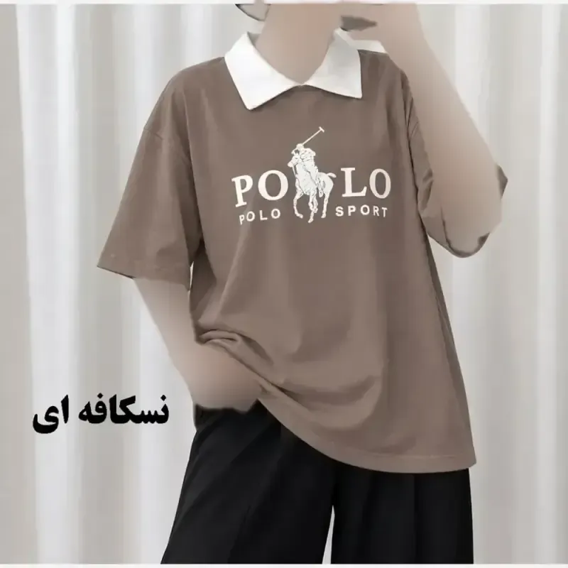 تیشرت باکسی پولوشرت زنانه نخ پنبه فری سایز - تصویر 8