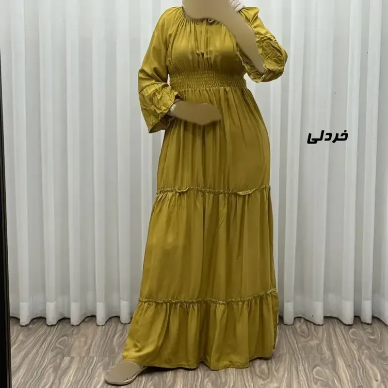 پیراهن ساحلی زنانه نخی مدل پرنسسی فری سایز مناسب تا 48 با کمربند - تصویر 3