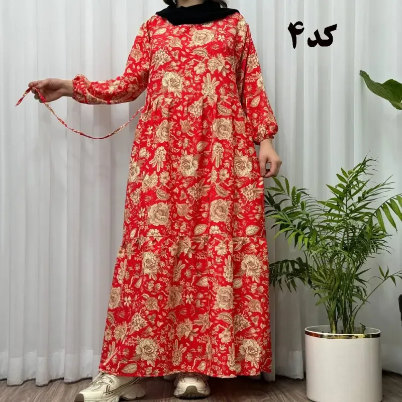 پیراهن ساحلی زنانه بوگاتی مدل دنیا فری سایز تا سایز 50 جنس فلور بوگاتی کمربنددار بدون بدن نما - تصویر 2