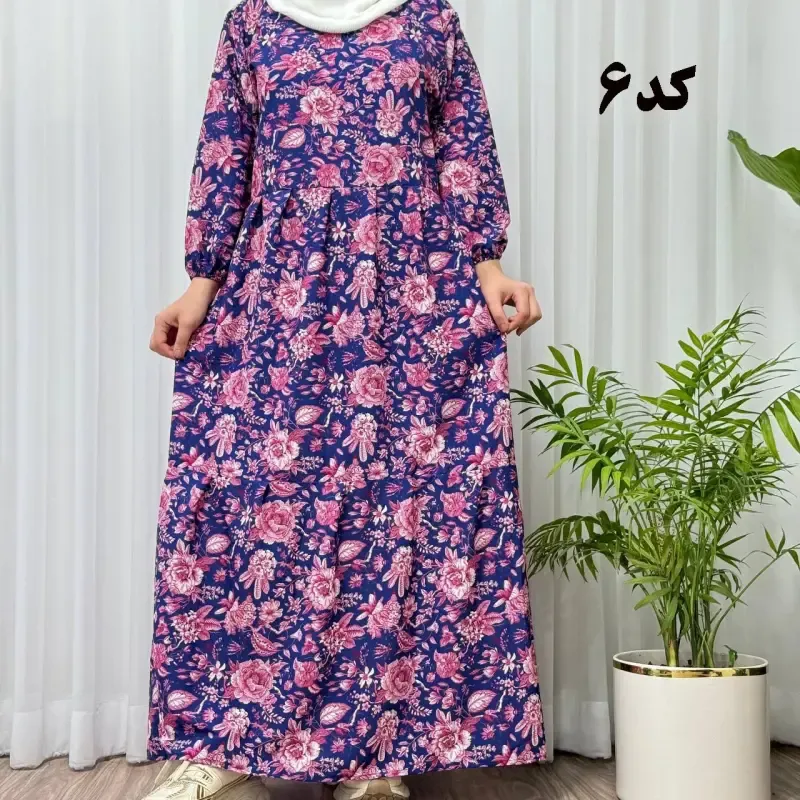 پیراهن ساحلی زنانه بوگاتی مدل دنیا فری سایز تا سایز 50 جنس فلور بوگاتی کمربنددار بدون بدن نما - تصویر 4
