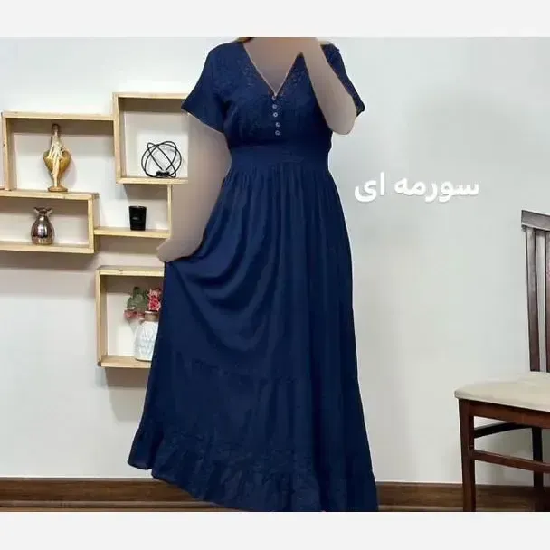 پیراهن ساحلی نخی آستین کوتاه مدل سلن فری سایز مناسب تا 46 - تصویر 5