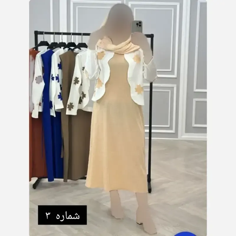 ست کت و سارافون زنانه کرپ تنفسی وارداتی طرح برگی برجسته مناسب بهار و تابستان سایز 38 تا 48 - تصویر 2