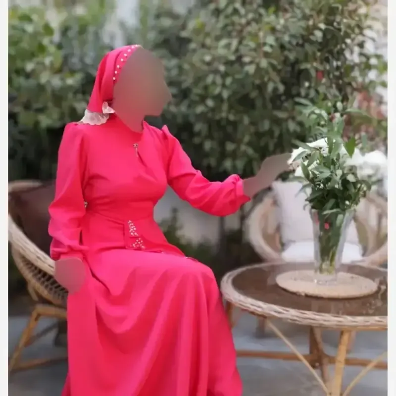 پیراهن مجلسی زنانه کرپ مازراتی مدل ستاره به همراه تل اسکارف و سنجاق یقه - تصویر 18