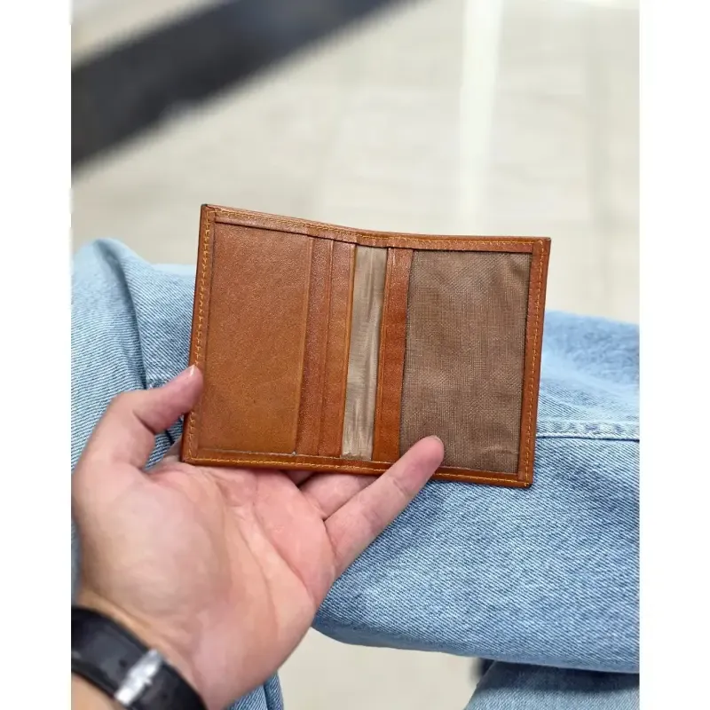 جاکارتی چرم طبیعی گاوی مدل برگی دارای 4 جای کارت - تصویر 5