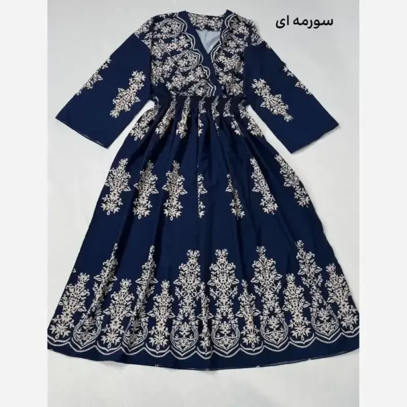 پیراهن ساحلی ترمه فلور بوگاتی فری سایز پرچین تمام کلوش - تصویر 3