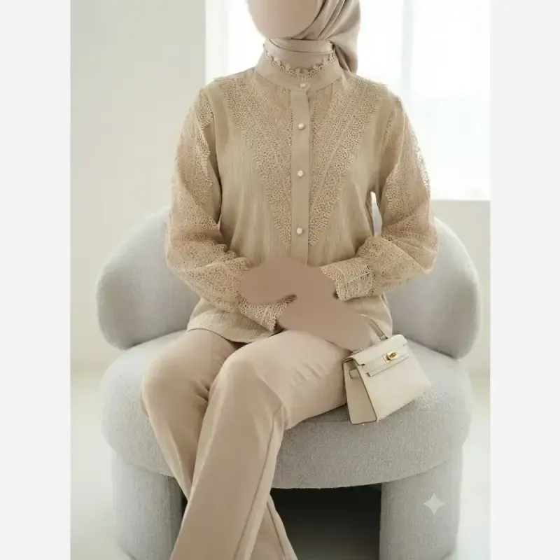 شومیز زنانه مدل آی تک جنس پارچه توکی سایز بزرگ - تصویر 7