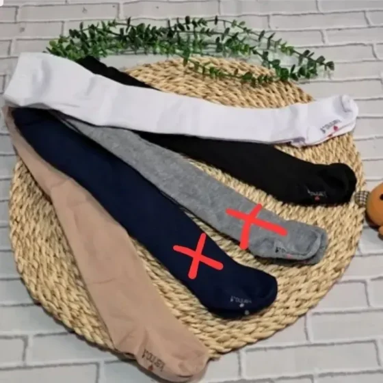 جوراب شلواری دخترانه نخ پنبه فاق بلند ساده رنگی چهارفصل