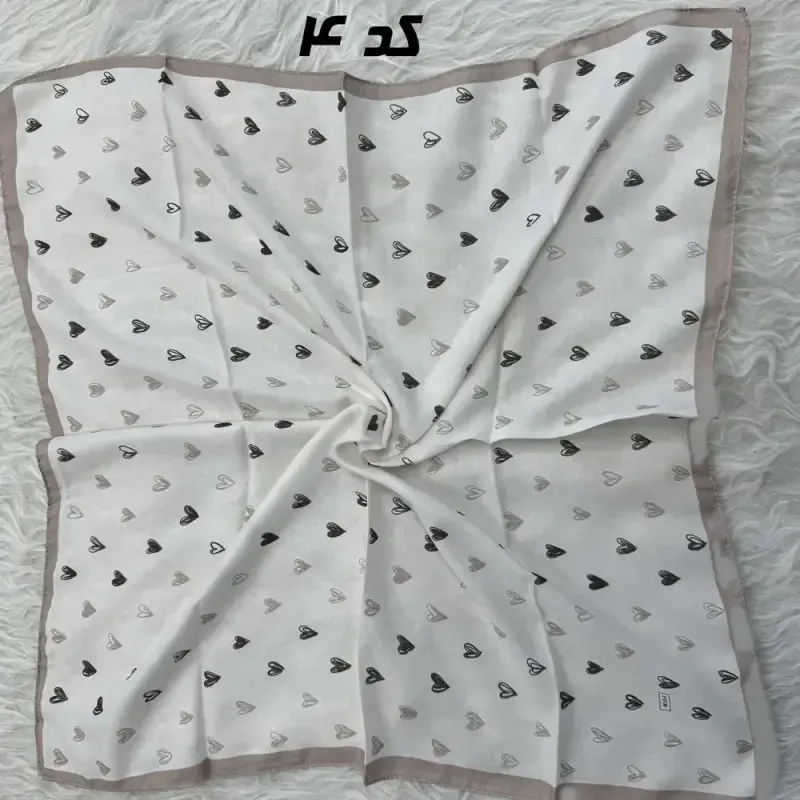 مینی اسکارف کرمی نخ قواره 65x65 سانتیمتر مناسب استفاده روزمره بدون آبرفت و رنگ رفت - تصویر 3