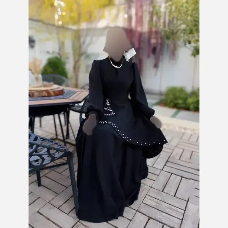 پیراهن مجلسی زنانه کرپ مازراتی مدل ستاره به همراه تل اسکارف و سنجاق یقه - تصویر 21