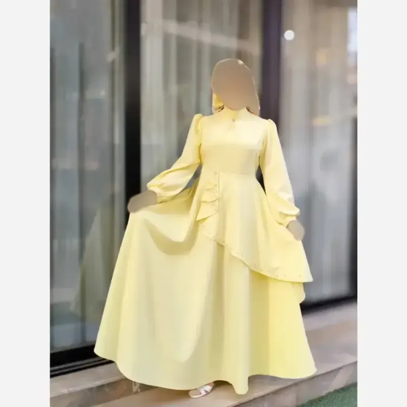 پیراهن مجلسی زنانه کرپ مازراتی مدل ستاره به همراه تل اسکارف و سنجاق یقه - تصویر 6