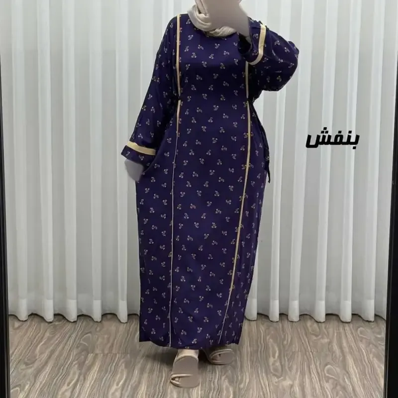 پیراهن ساحلی زنانه نخی گلریز فری سایز مناسب تا سایز 52 با کمر کشی - تصویر 4