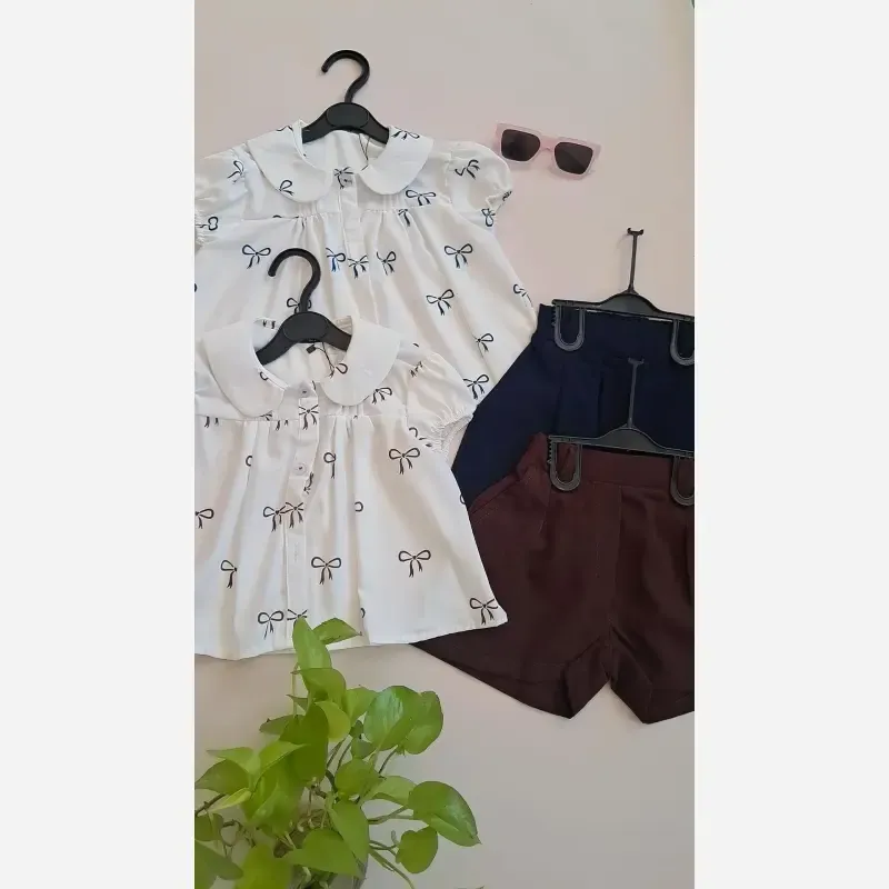 ست شومیز فلور بوگاتی و شلوارک لینن دخترانه - تصویر 8