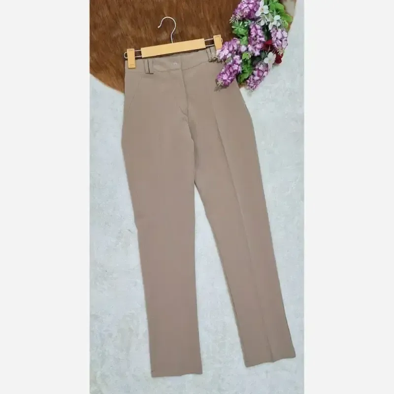 شلوار راسته اداری زنانه مازراتی قد 90 تا 95 رنگ مشکی نخودی - تصویر 11