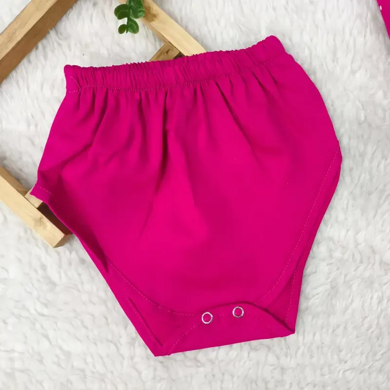 سارافون شورت دخترانه خال خالی کتان نخ مجلسی نوزادی عیدانه سایز 35 و 40 - تصویر 3