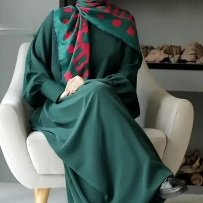 مانتو عبایی عربی مدل بهاره جنس کرپ سوپر الیزه یقه گرد - تصویر 8