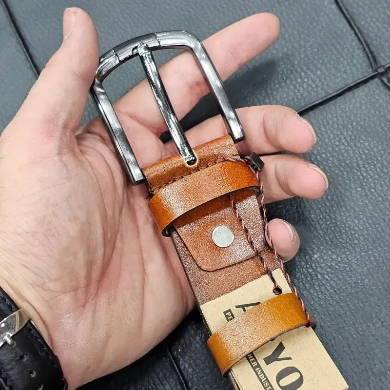 کمربند چرم طبیعی گاوی زبانهدار 4 سانتیمتری طول 125 سانت - تصویر 5