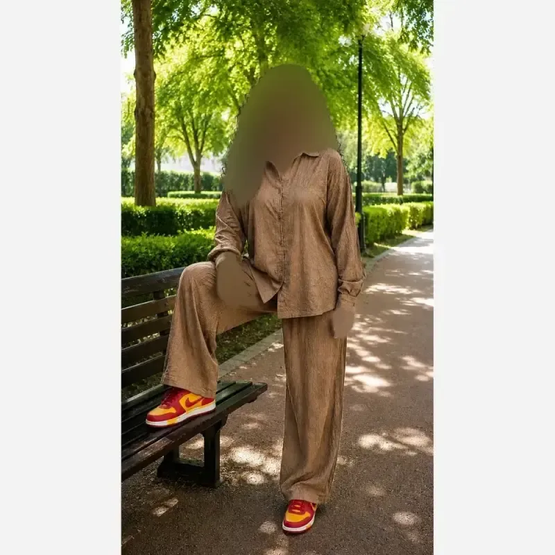 ست شومیز و شلوار زنانه جنس کوک دوزی - تصویر 11