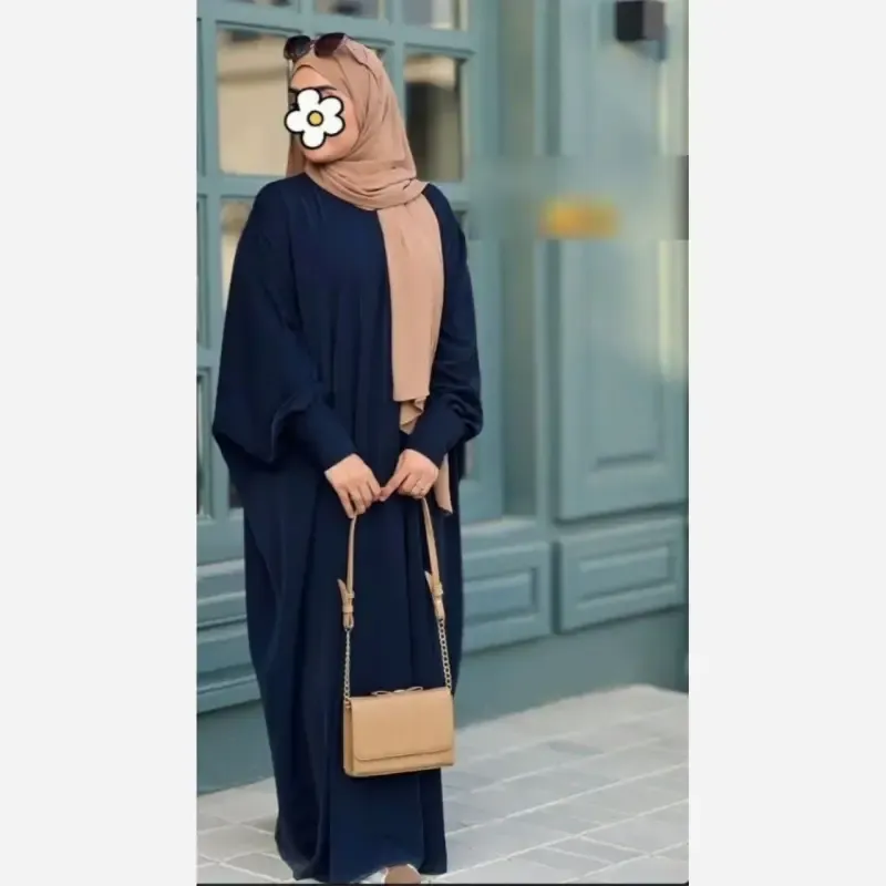 مانتو عبایی عربی مدل بهاره جنس کرپ سوپر الیزه یقه گرد - تصویر 6