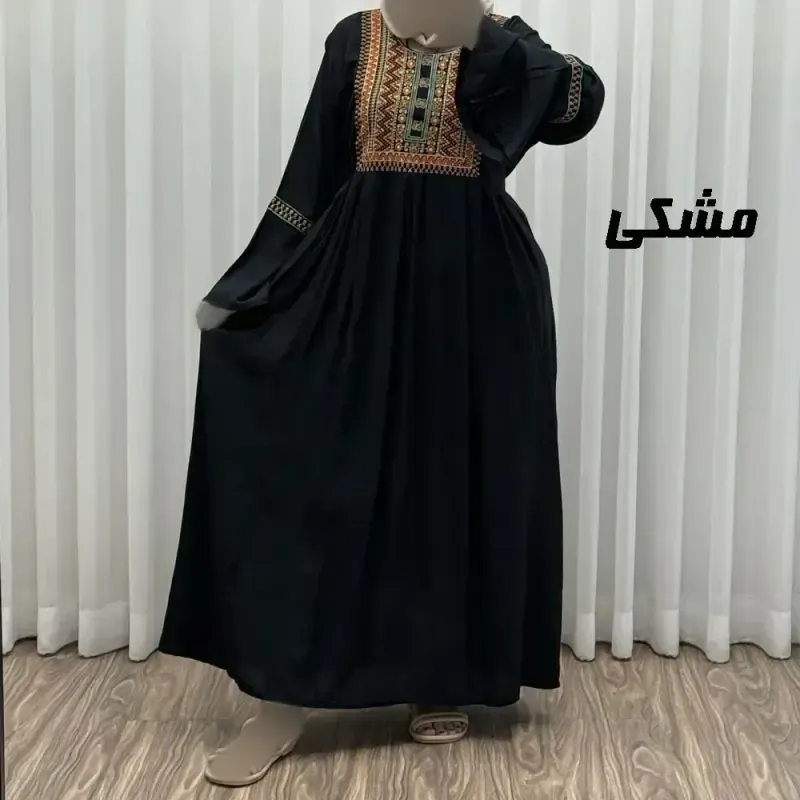 پیراهن نخی گلدوزی شده زنانه مدل مانیا فری سایز مناسب تا سایز 48 - تصویر 2