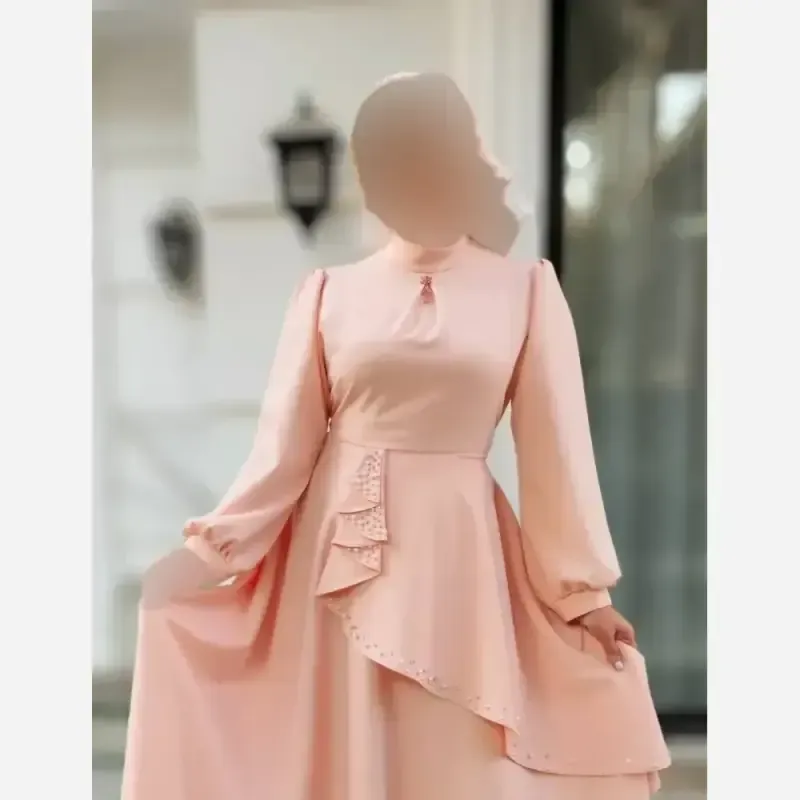 پیراهن مجلسی زنانه کرپ مازراتی مدل ستاره به همراه تل اسکارف و سنجاق یقه - تصویر 30