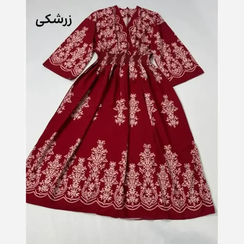 پیراهن ساحلی ترمه فلور بوگاتی فری سایز پرچین تمام کلوش - تصویر 2