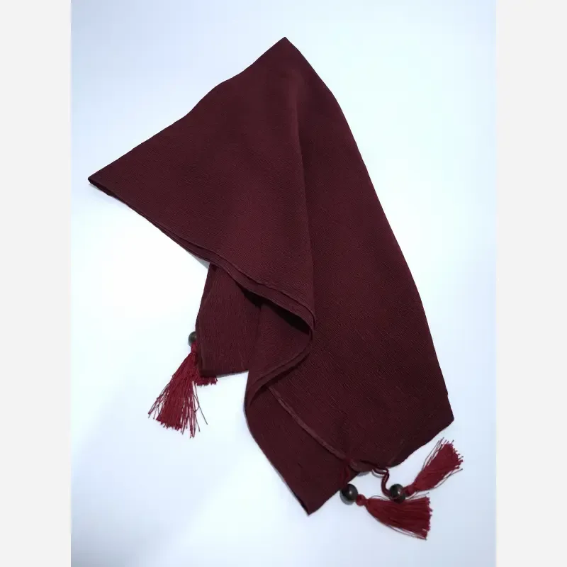 شال تابستانه منگولهدار برشکا رنگ سبز و زرشکی و خاکی و سبز زمردی و ارتشی - تصویر 4