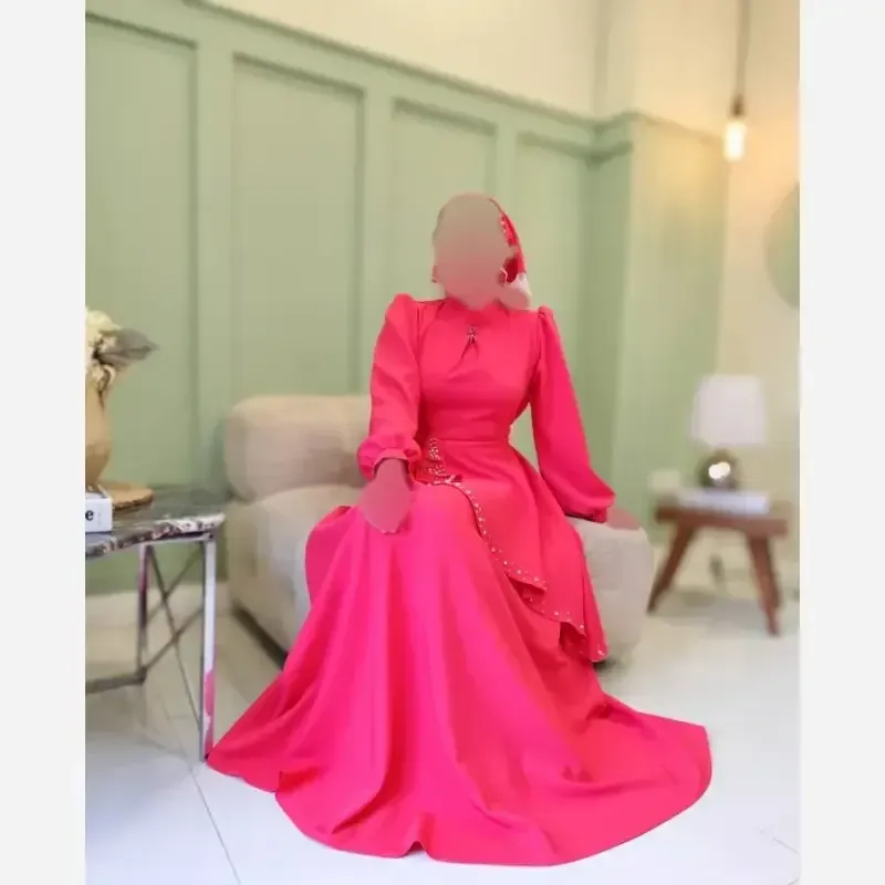 پیراهن مجلسی زنانه کرپ مازراتی مدل ستاره به همراه تل اسکارف و سنجاق یقه - تصویر 16