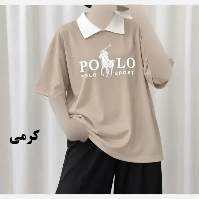 تیشرت باکسی پولوشرت زنانه نخ پنبه فری سایز - تصویر 10
