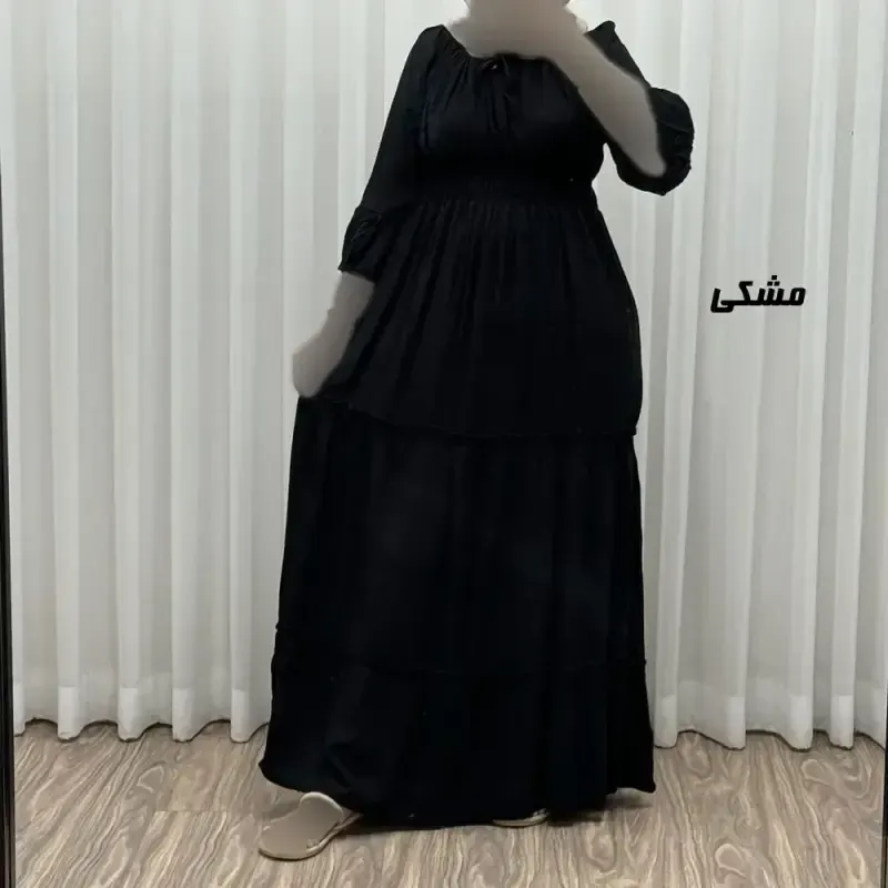 پیراهن ساحلی زنانه نخی مدل پرنسسی فری سایز مناسب تا 48 با کمربند - تصویر 4