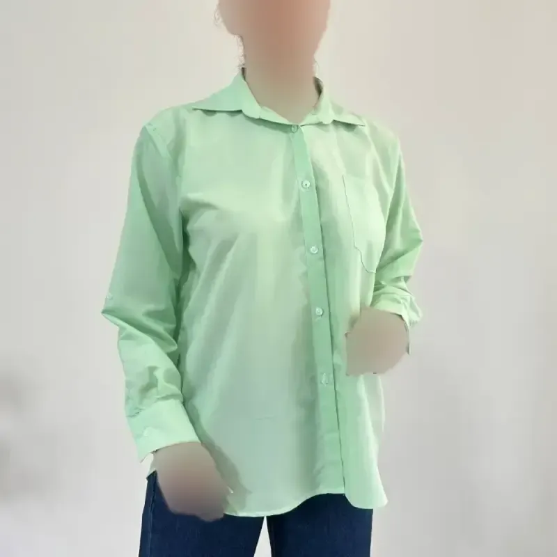 شومیز بیسیک زنانه کد 1147 یقه مردانه آستین بلند بنددار نخی یونیسکس سایزبزرگ - تصویر 20