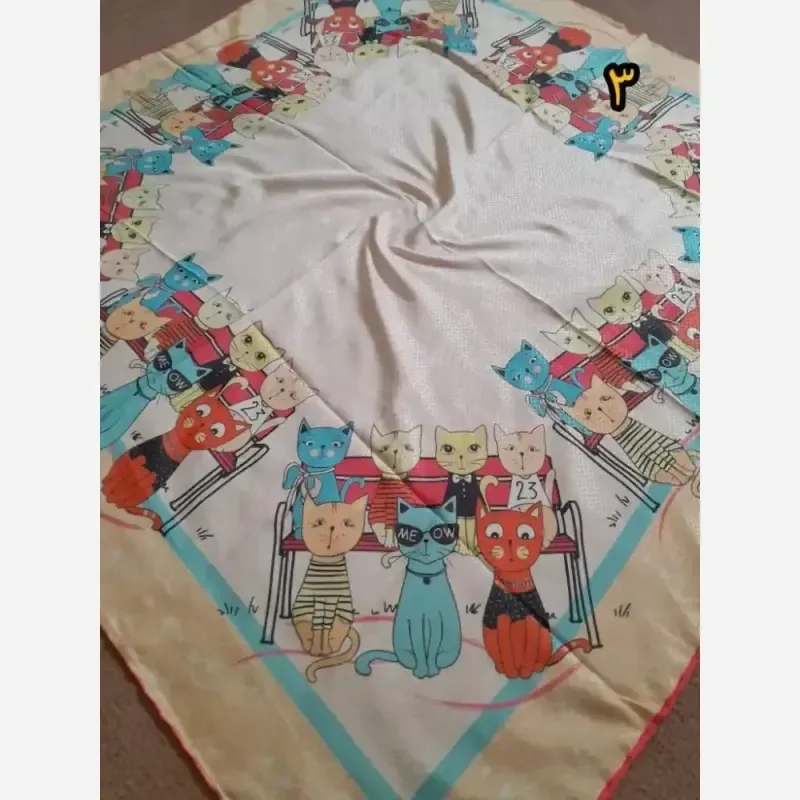 روسری سوپرنخ دخترانه دست دوز قواره 100 سانت فانتزی - تصویر 3