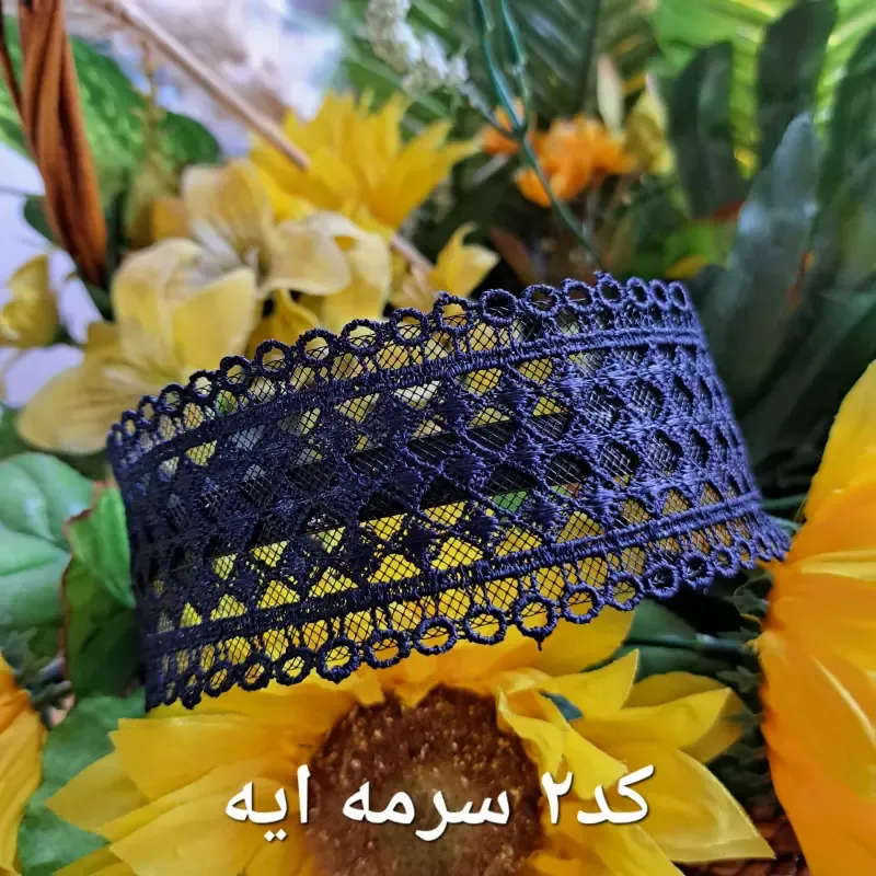 تل گیپور مجلسی طرح گل وارداتی درجه یک مشکی سرمه ای صورتی روشن - تصویر 2
