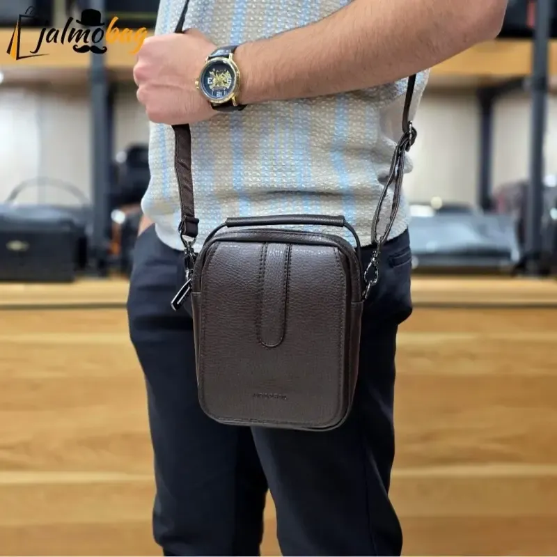 کیف دوشی دستی کوچک چرم صنعتی ضد خش کد 2202 - تصویر 4
