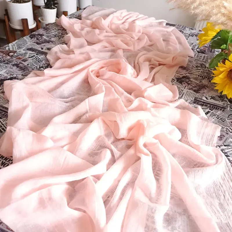 شال نخی سوپر گیاهی 3 متری مشکی و سفید طرح ساده ابعاد 80 در 250 سانتی متر - تصویر 3