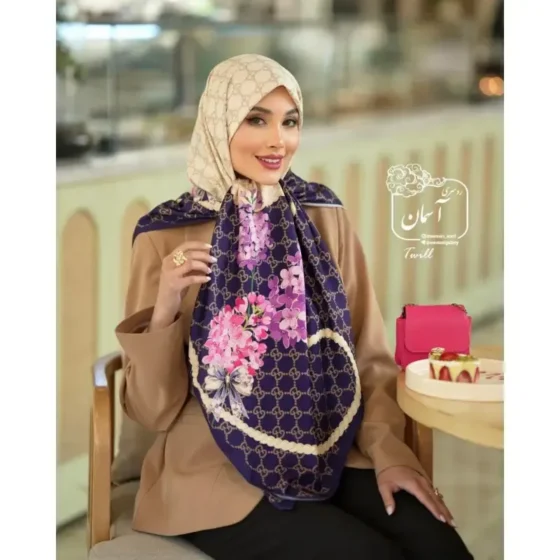 روسری ساتن ابریشم طرح گوچی قواره 140