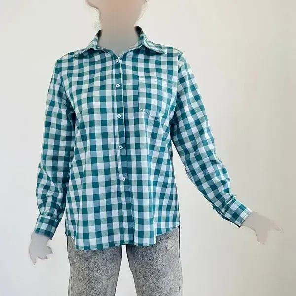 شومیز بیسیک زنانه کد 1147 یقه مردانه آستین بلند بنددار نخی یونیسکس سایزبزرگ - تصویر 24