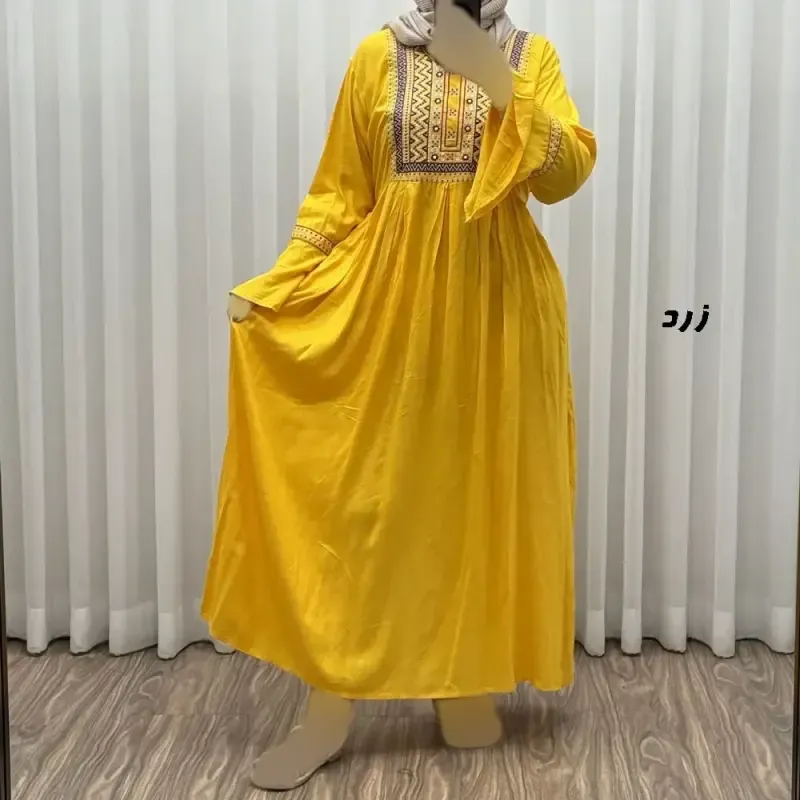 پیراهن نخی گلدوزی شده زنانه مدل مانیا فری سایز مناسب تا سایز 48 - تصویر 7