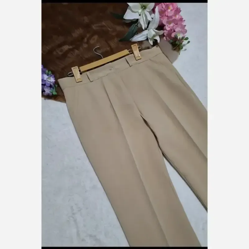 شلوار راسته اداری زنانه مازراتی قد 90 تا 95 رنگ مشکی نخودی - تصویر 4