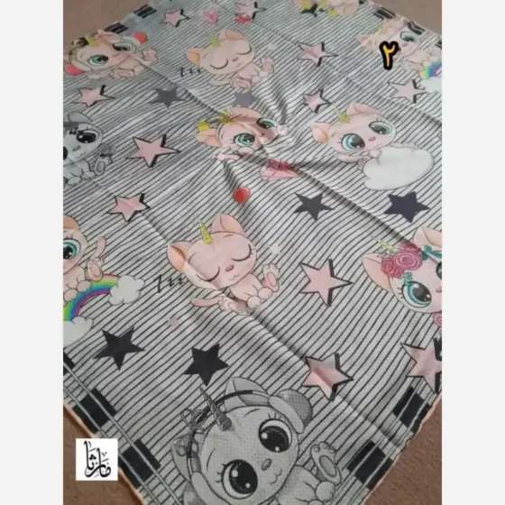 روسری سوپرنخ دخترانه دست دوز قواره 100 سانت فانتزی