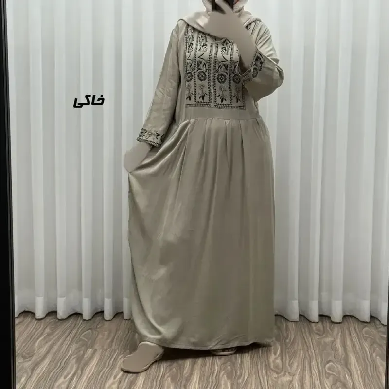 پیراهن نخی زنانه مدل الهه فری سایز مناسب تا 46 همراه با کمربند - تصویر 5