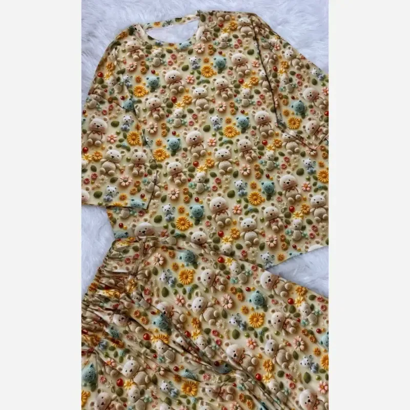 ست تیشرت شلوار راحتی سه بعدی قواره بزرگ پنبه گیاهی - تصویر 5