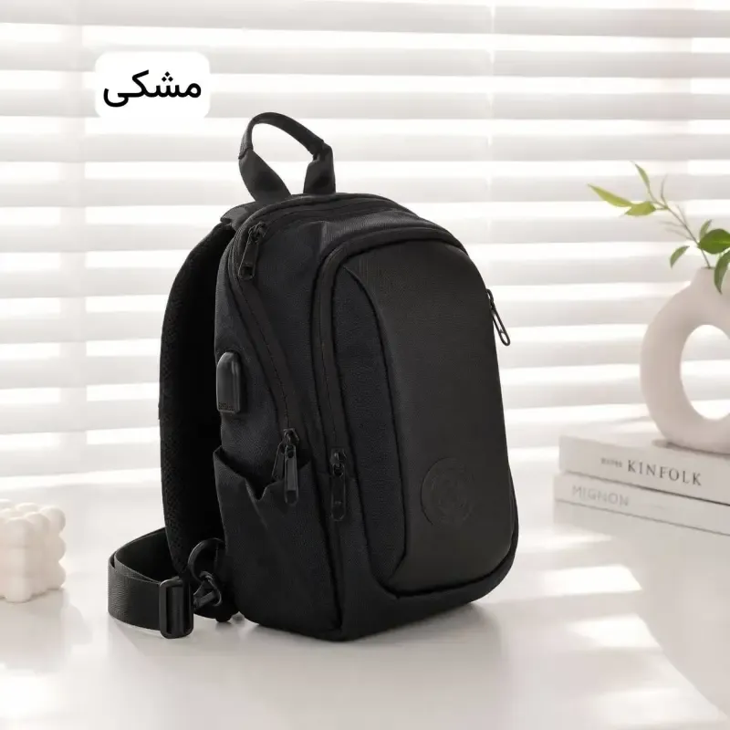 بادی بگ مردانه اسپرت روزمره خلبانی ساتن زیپ دار بند بلند 7 جیب بیرونی 2 جیب داخلی - تصویر 6