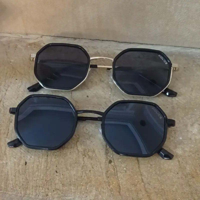 عینک آفتابی پلیس مدل چند ضلعی UV400 مردانه و زنانه رنگ مشکی طلایی - تصویر 7