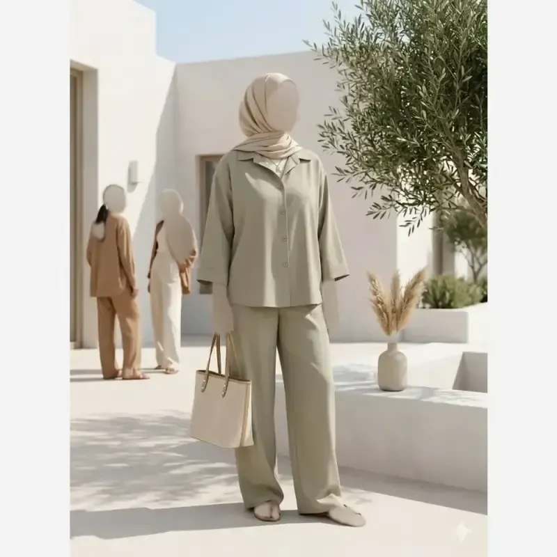 ست شومیز و شلوار زنانه مدل زیوا پارچه کرپ کجراه درجه یک بهار و تابستان - تصویر 3